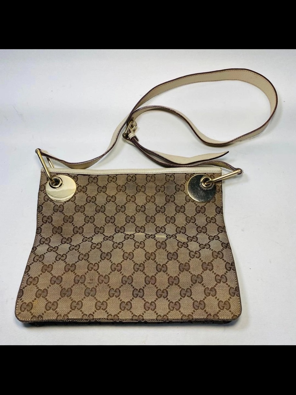 Gucci Beige GG Canvas Crossbody Bag